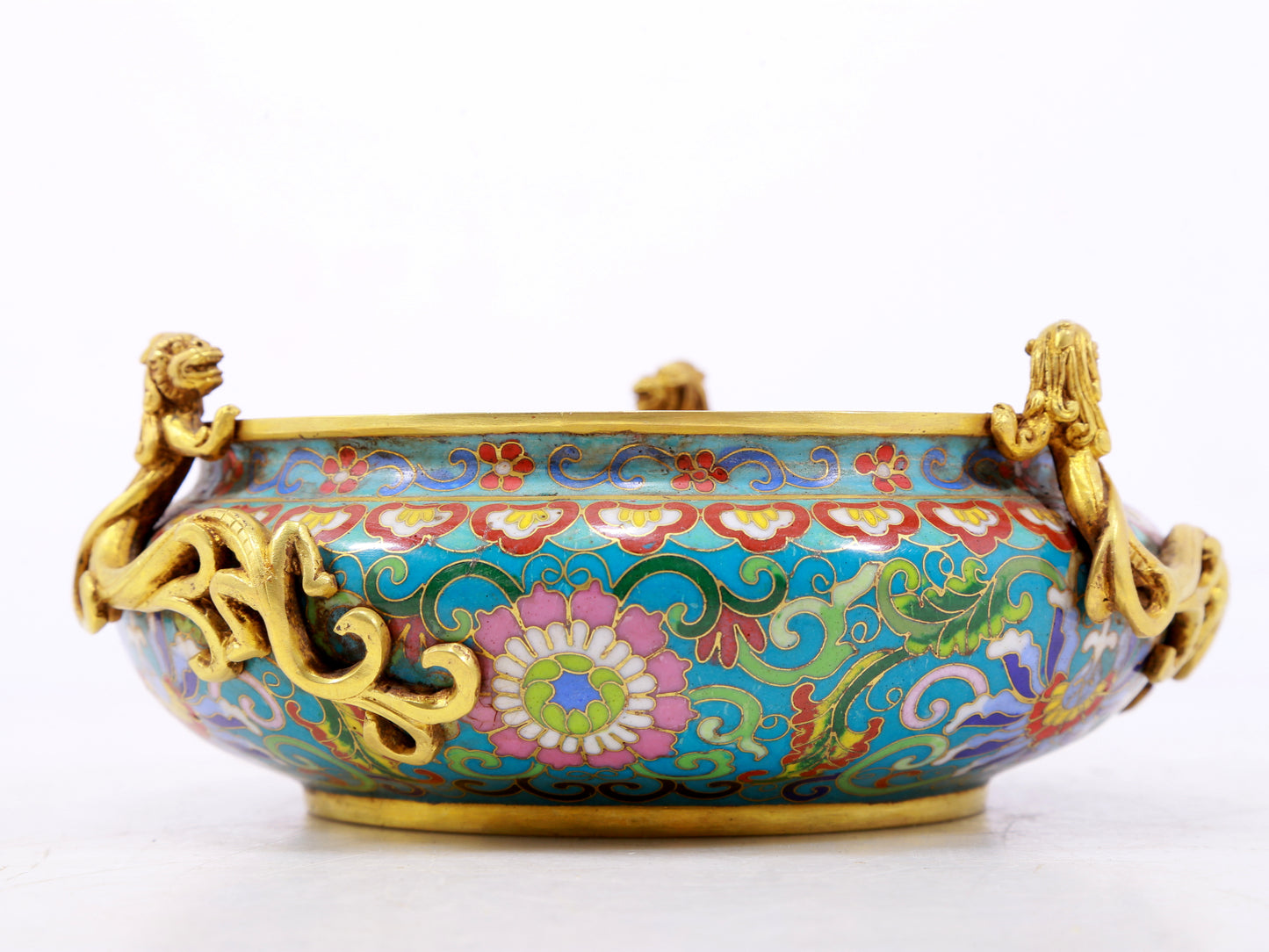 A fine cloisonné 'Lotus and Chilong' pattern brush washer