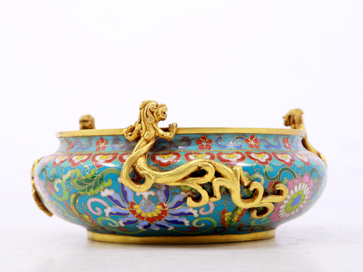 A fine cloisonné 'Lotus and Chilong' pattern brush washer