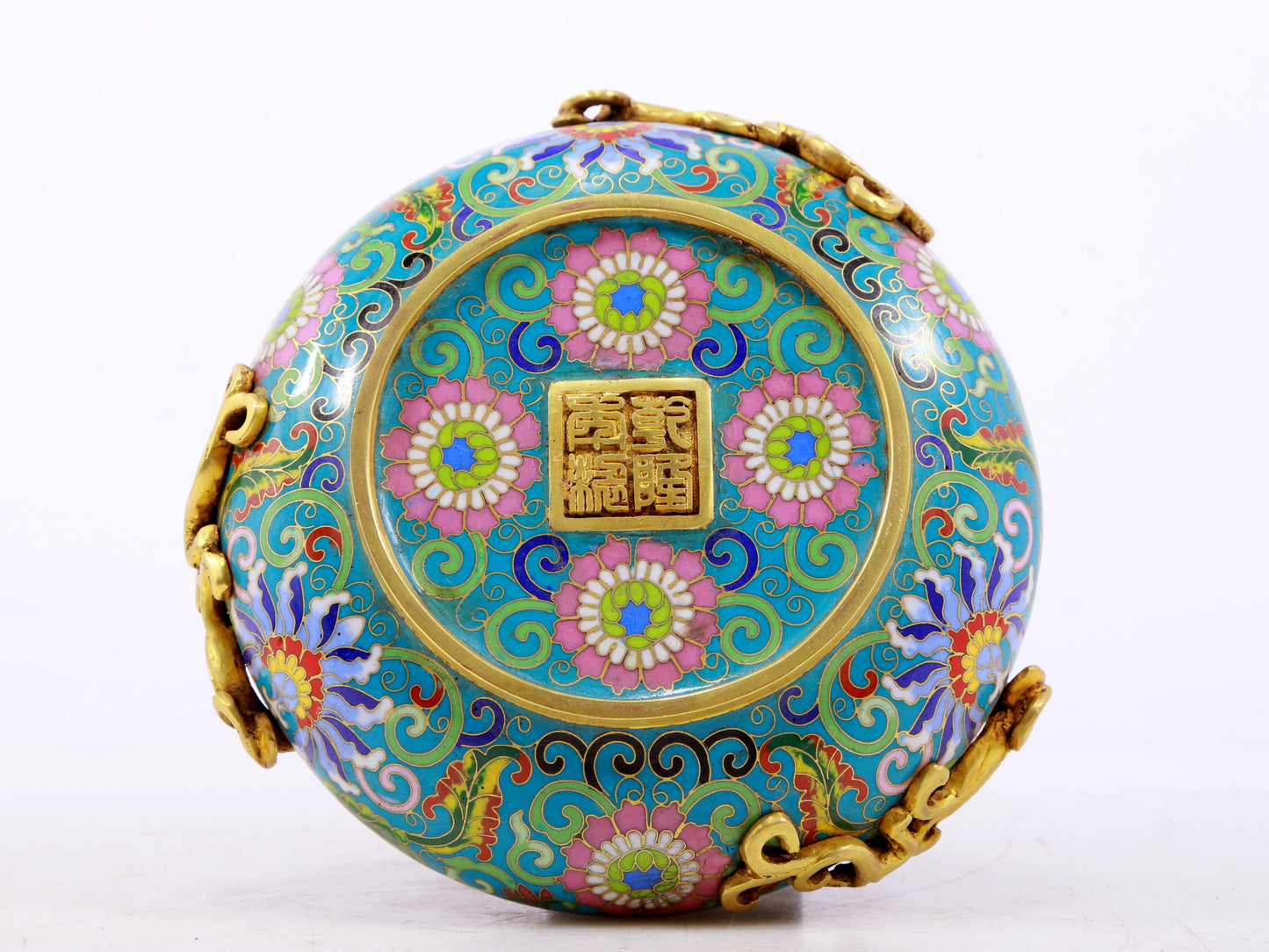 A fine cloisonné 'Lotus and Chilong' pattern brush washer