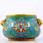 An exquisite cloisonné tangled lotus pattern animal ear censer