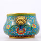 An exquisite cloisonné tangled lotus pattern animal ear censer