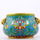 An exquisite cloisonné tangled lotus pattern animal ear censer