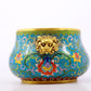 An exquisite cloisonné tangled lotus pattern animal ear censer