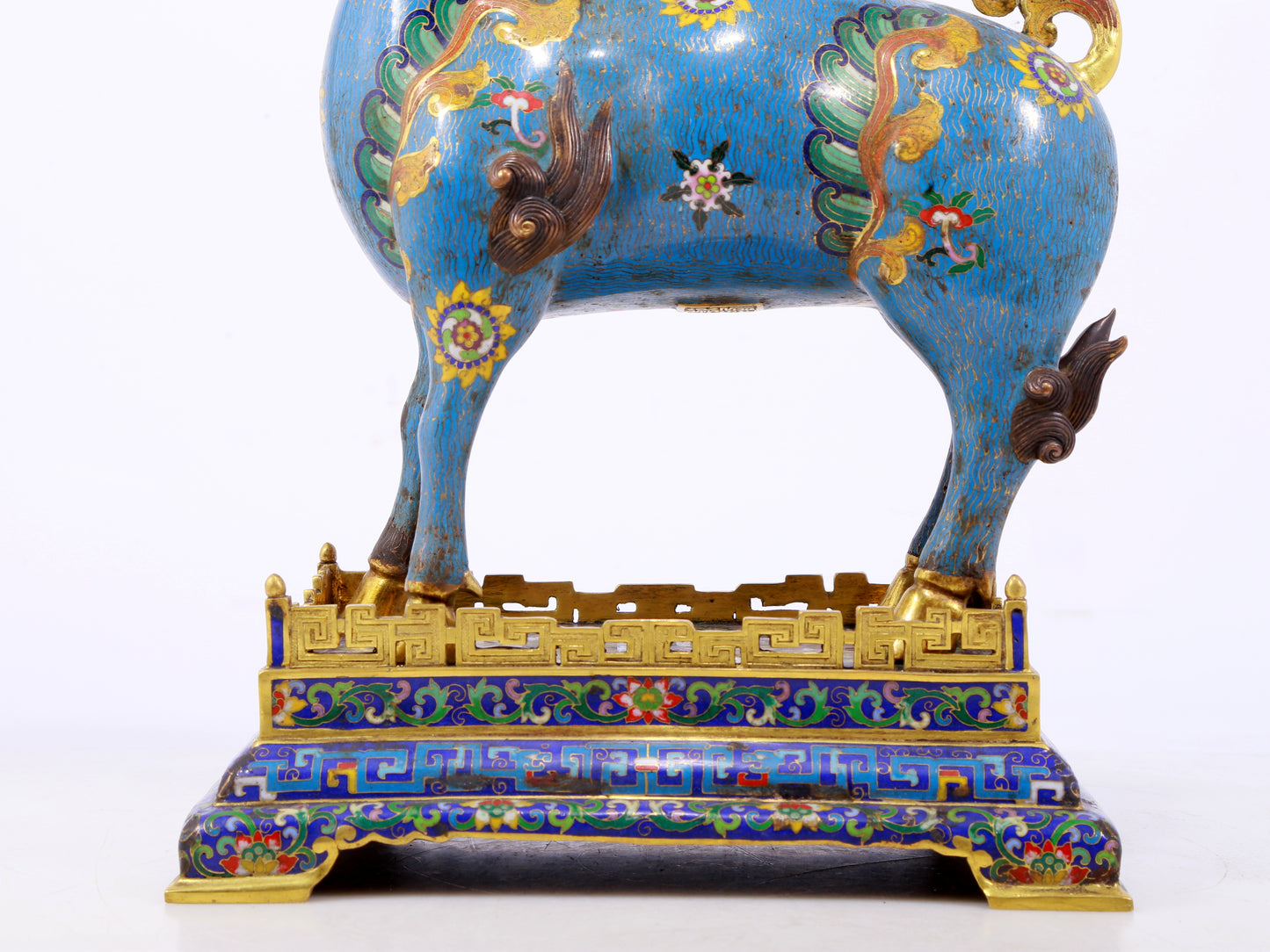 Pair of Exquisite Cloisonné Goat Candlesticks