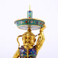 A stunning pair of cloisonné figure candlesticks