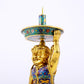 A stunning pair of cloisonné figure candlesticks