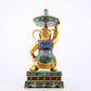 A stunning pair of cloisonné figure candlesticks