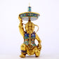 A stunning pair of cloisonné figure candlesticks