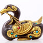 An exquisite gilt bronze duck ornament inlaid with treasures