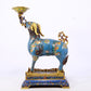 Pair of Exquisite Cloisonné Goat Candlesticks