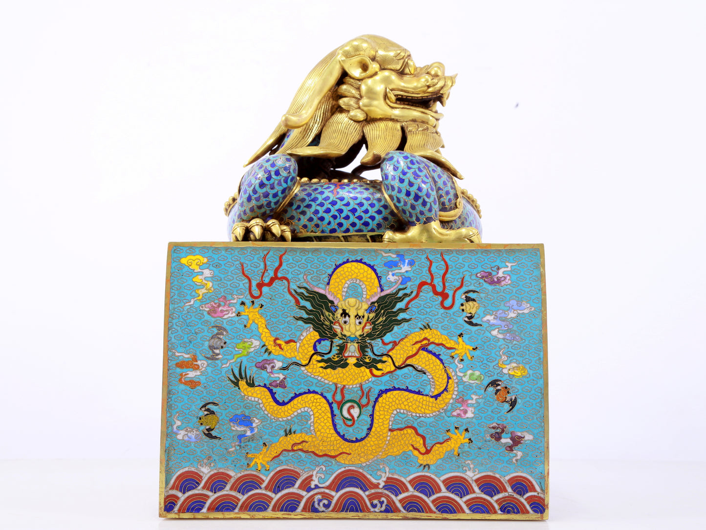 A perfect cloisonné 'Cloud and Dragon' seal