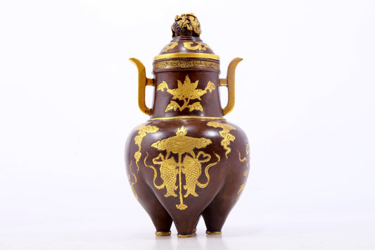 An exquisite gilt copper amphorae with magic weapon pattern