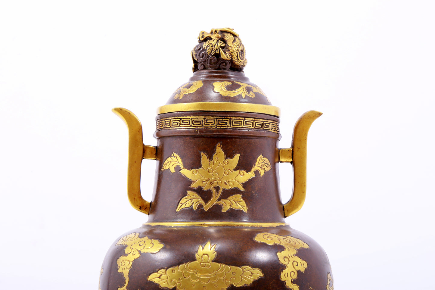 An exquisite gilt copper amphorae with magic weapon pattern