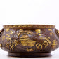 An exquisite gilt copper landscape and animal ear censer