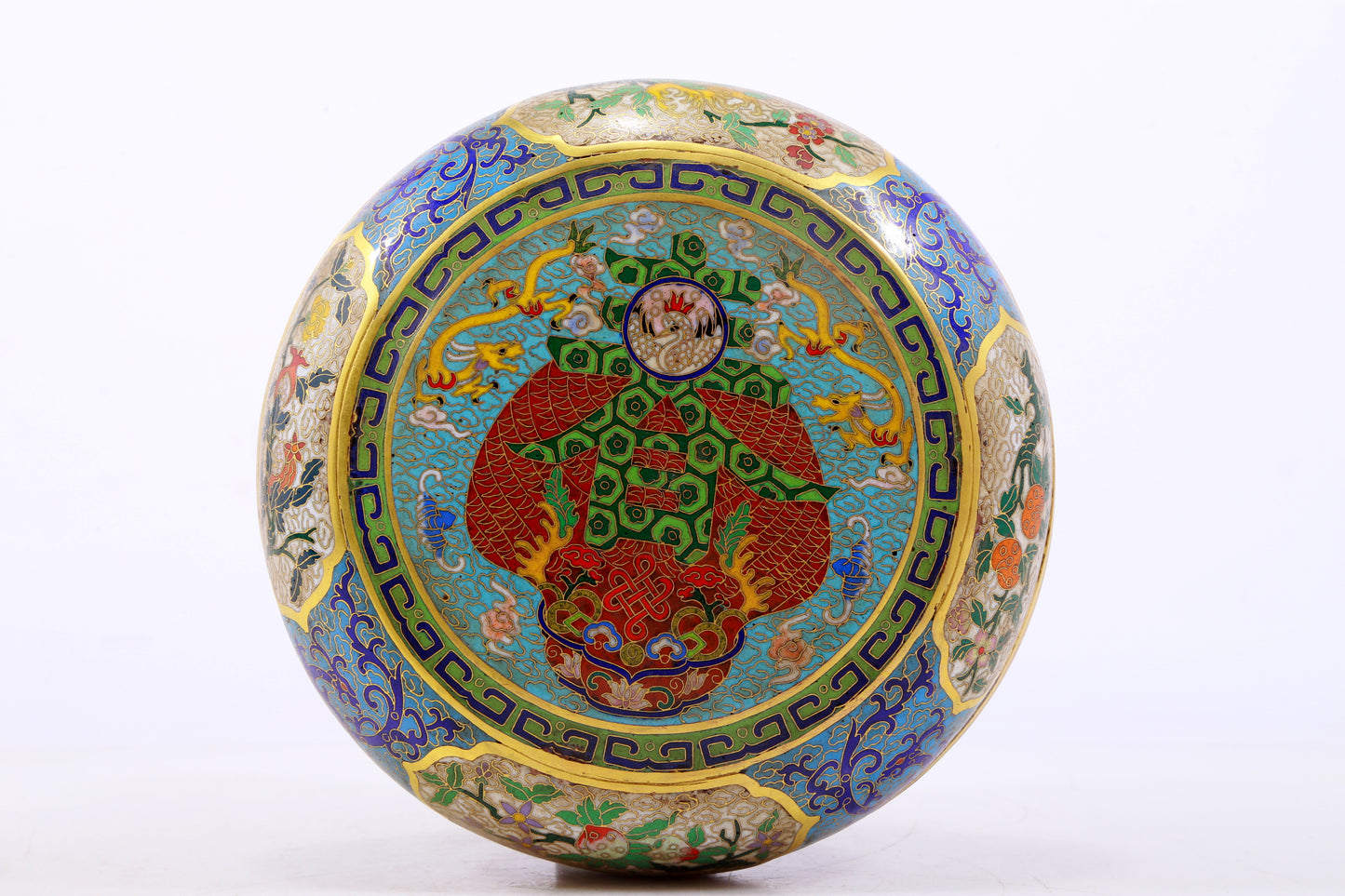 An exquisite cloisonne 'auspicious clouds and dragon' pattern box