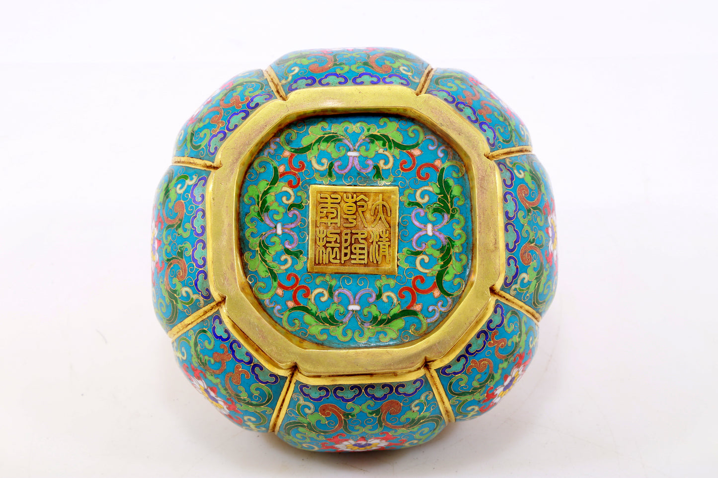 An exquisite cloisonné censer with lotus pattern