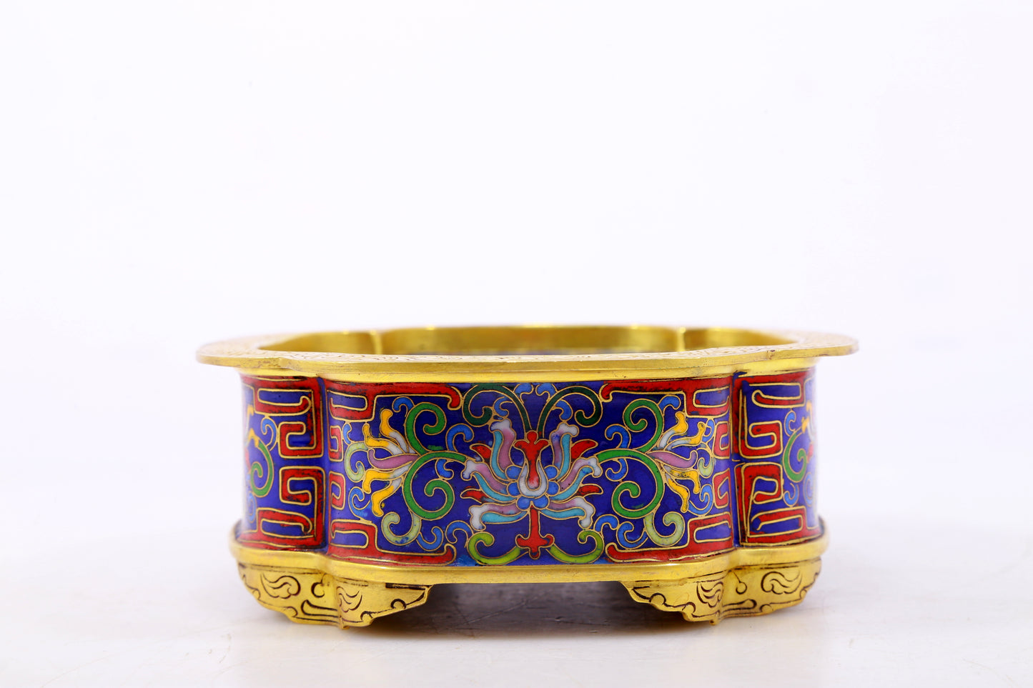 An exquisite cloisonné censer with lotus pattern