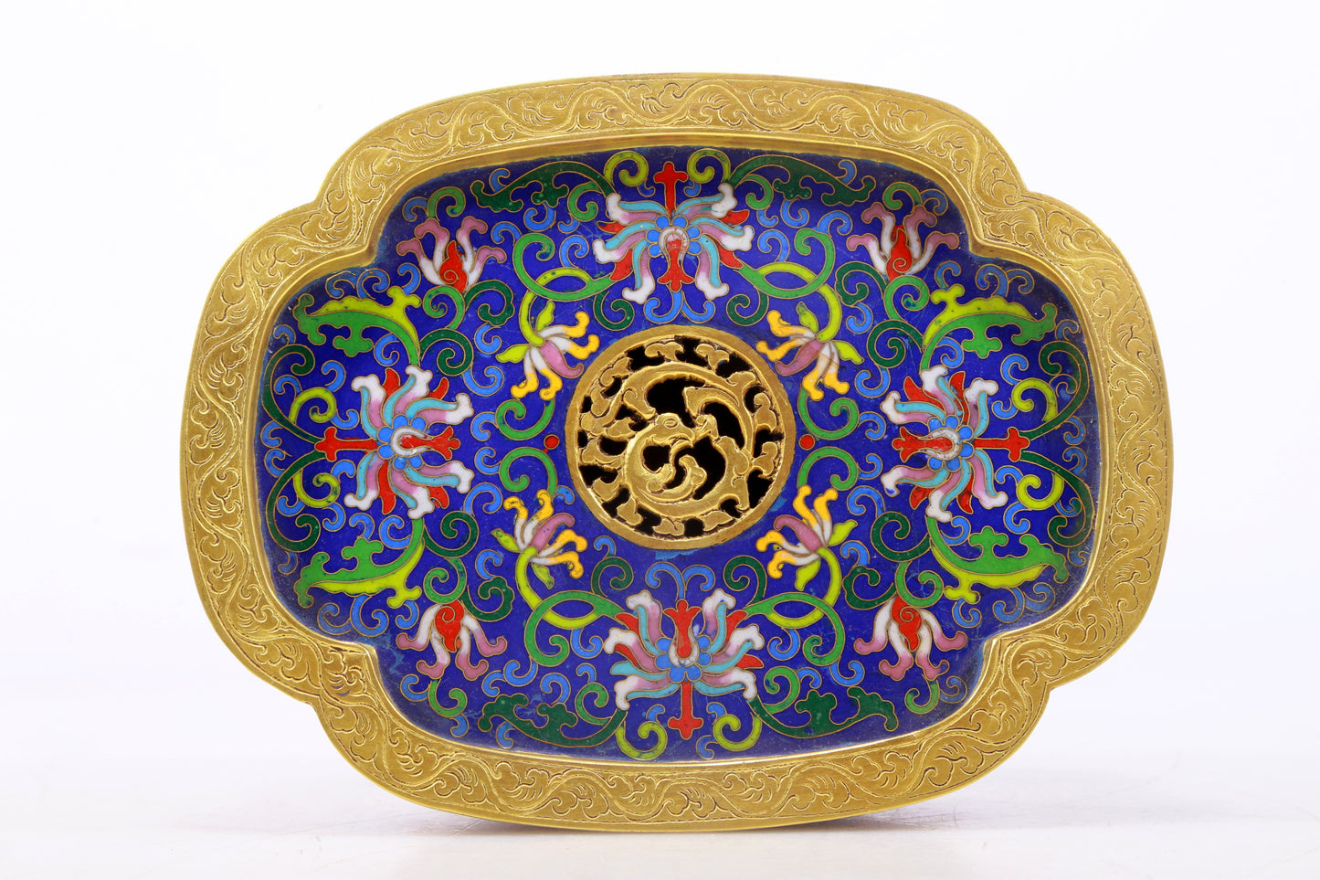 An exquisite cloisonné censer with lotus pattern