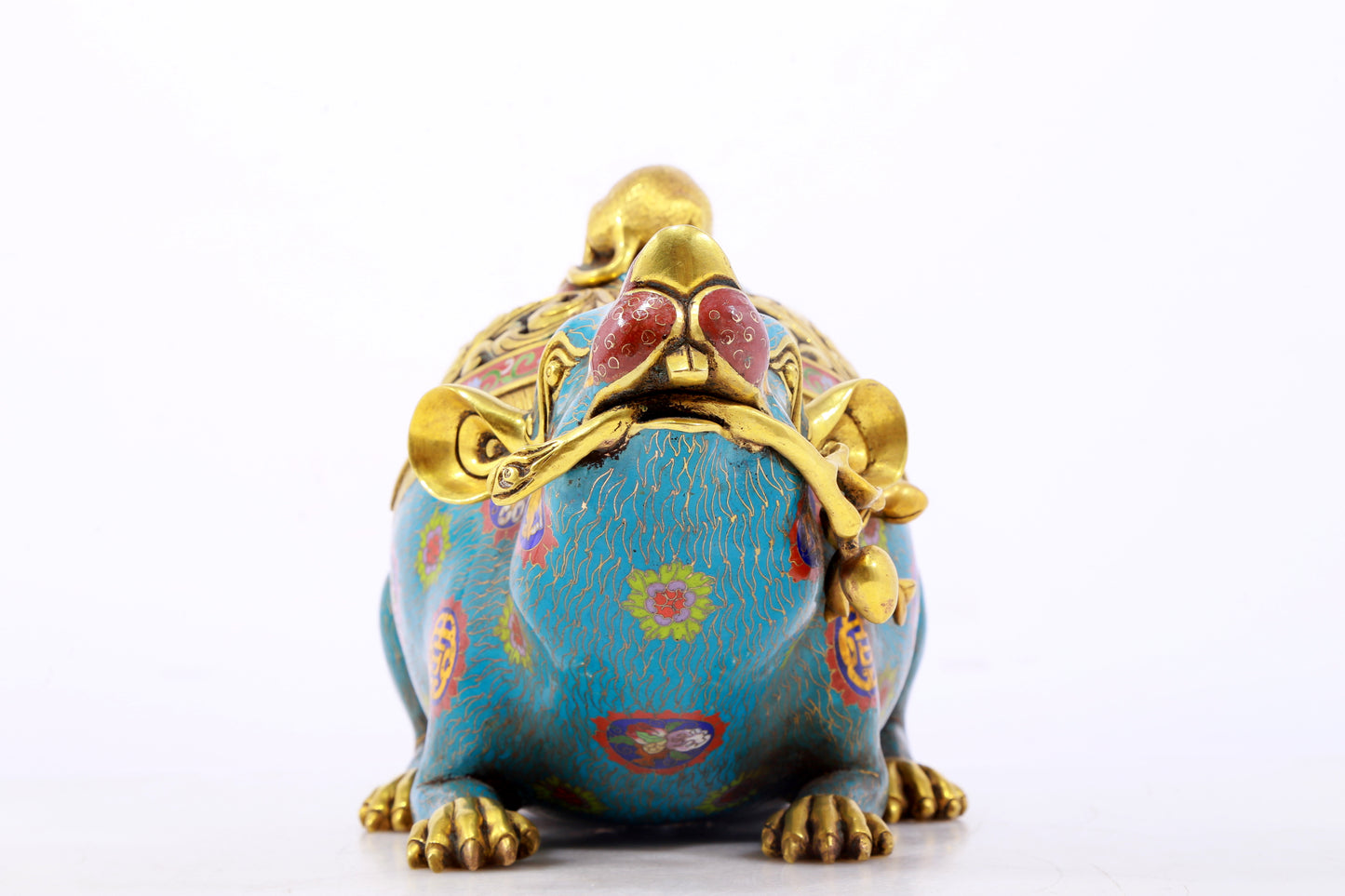 An exquisite cloisonné rat-shaped censer