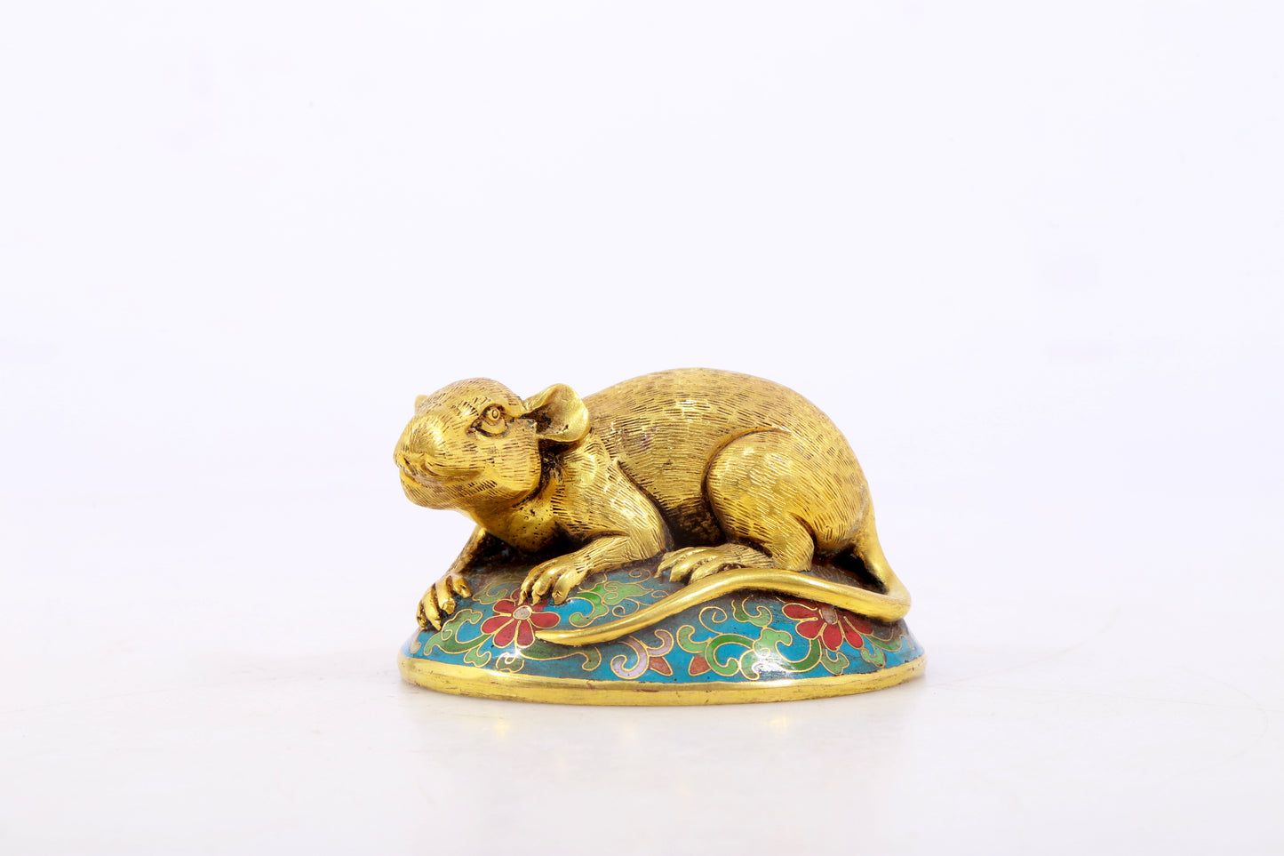 An exquisite cloisonné rat-shaped censer