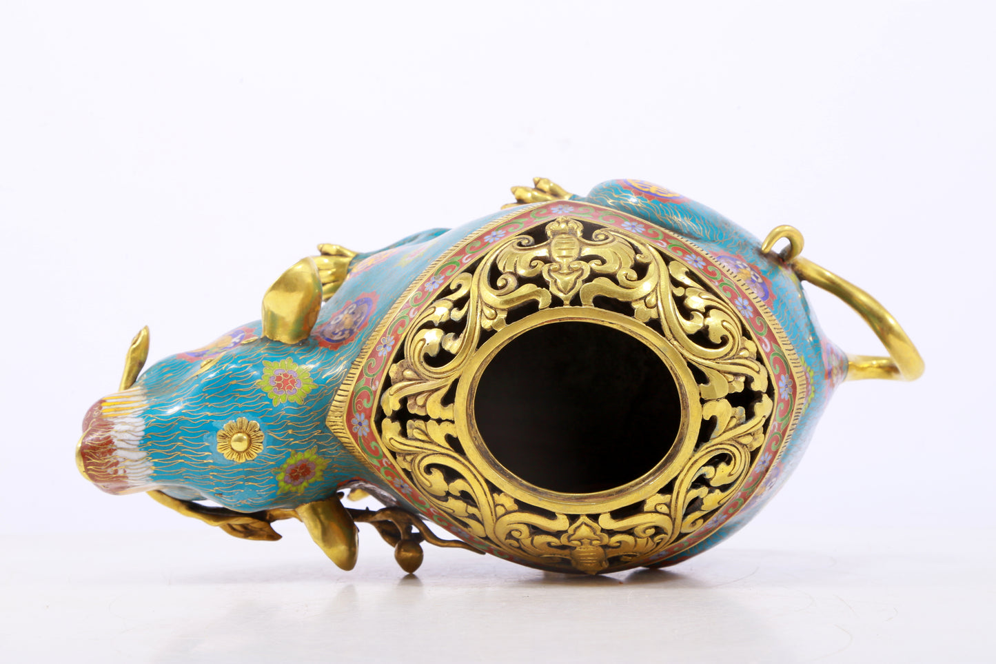 An exquisite cloisonné rat-shaped censer