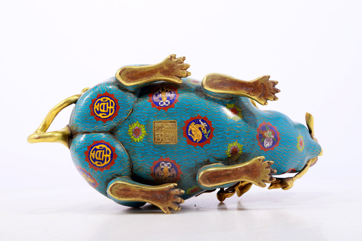 An exquisite cloisonné rat-shaped censer