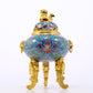 An exquisite cloisonné tangled lotus pattern two-eared tripod censer with lid