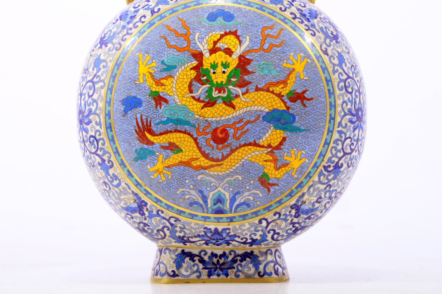 An exquisite cloisonne 'landscape and dragon' pattern amphorae