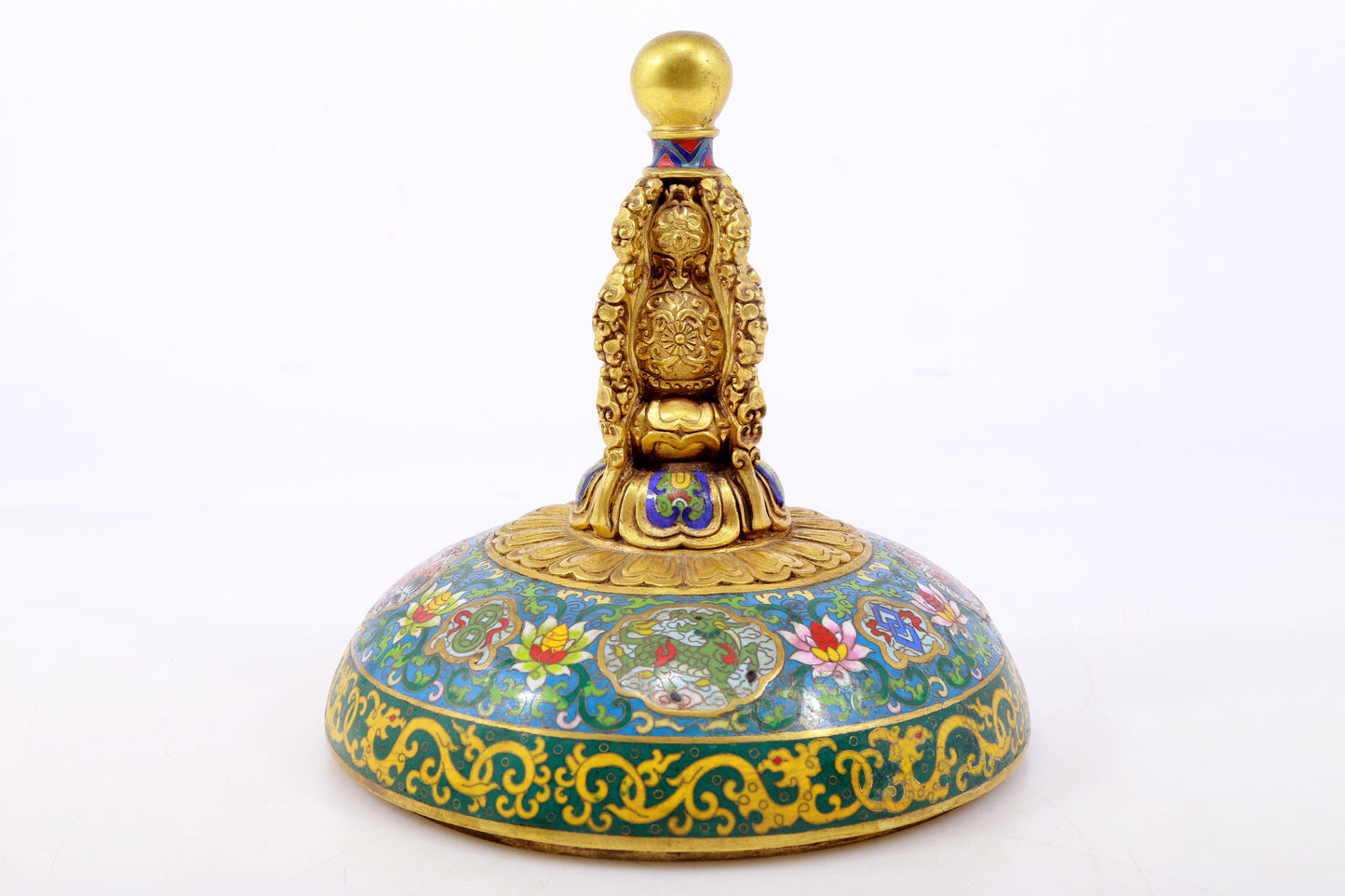 An exquisite cloisonne 'Lotus and dragon' pattern box