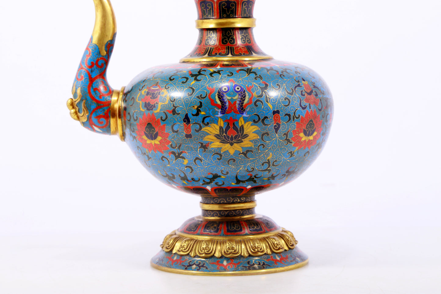 An exquisite cloisonné pot with lotus pattern