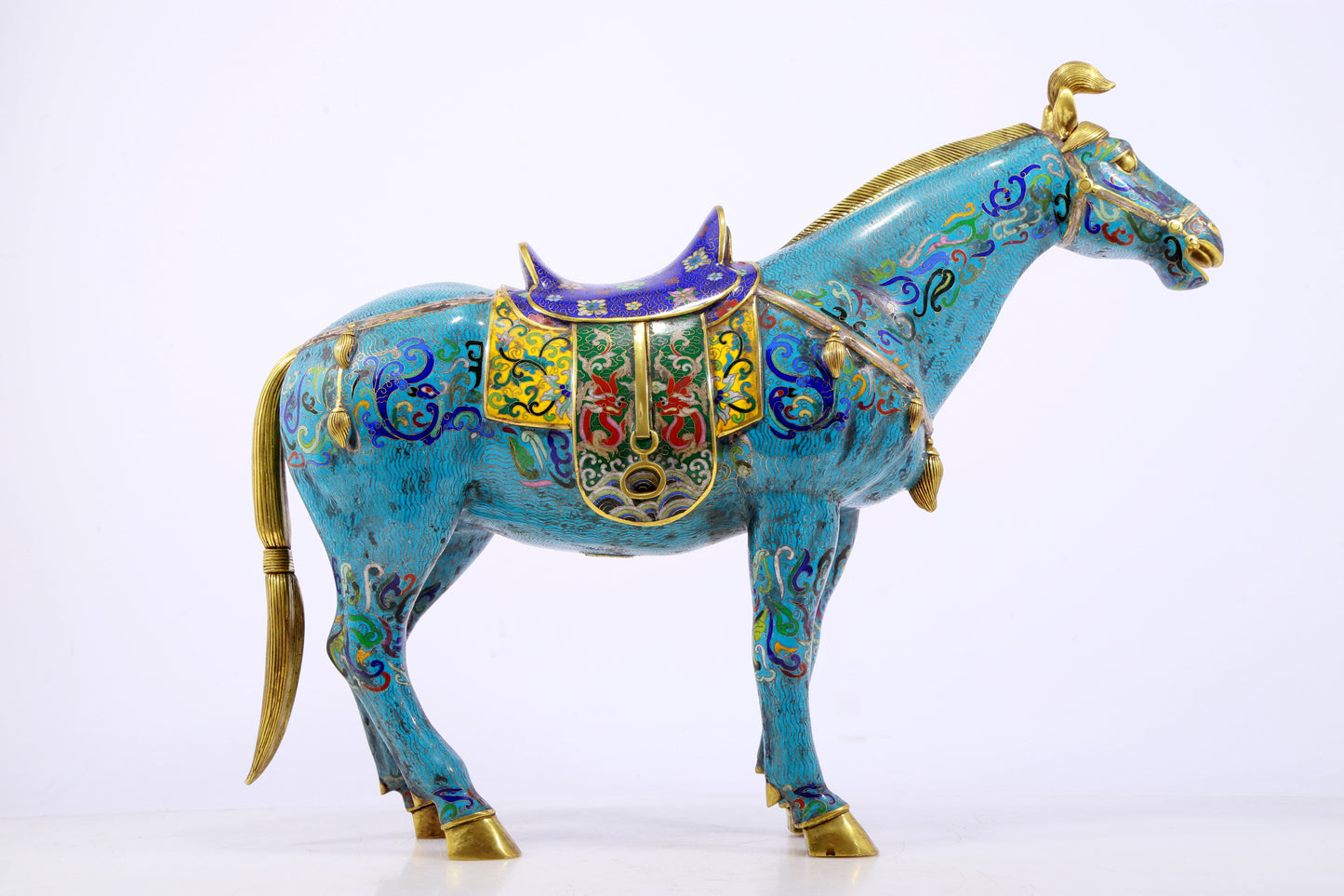 A perfect cloisonné horse ornament