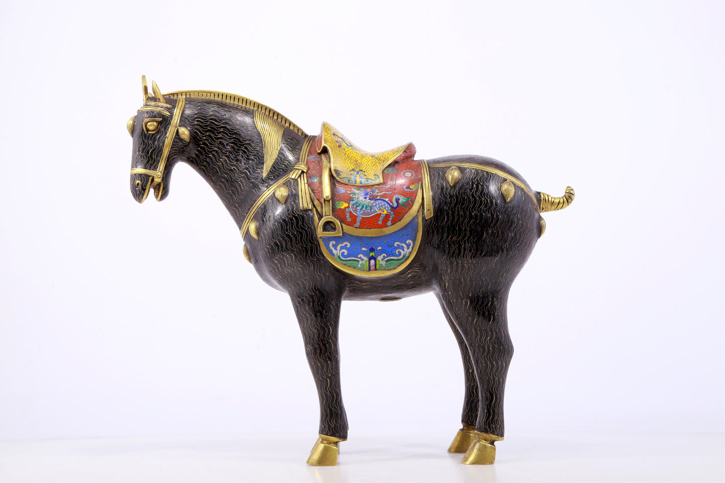 A perfect cloisonné horse ornament