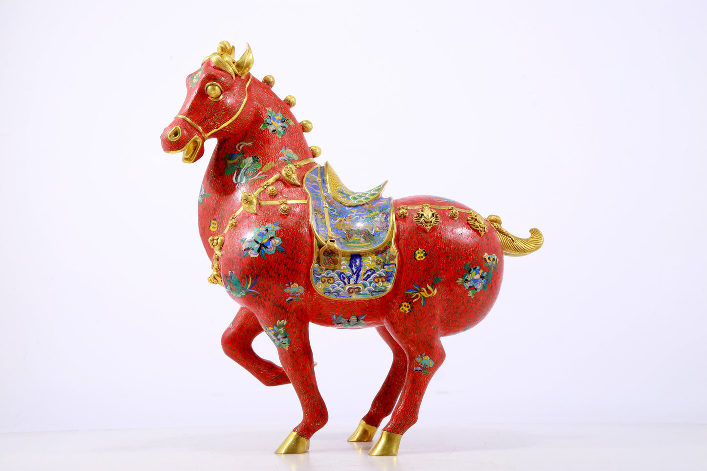 A perfect cloisonné horse ornament