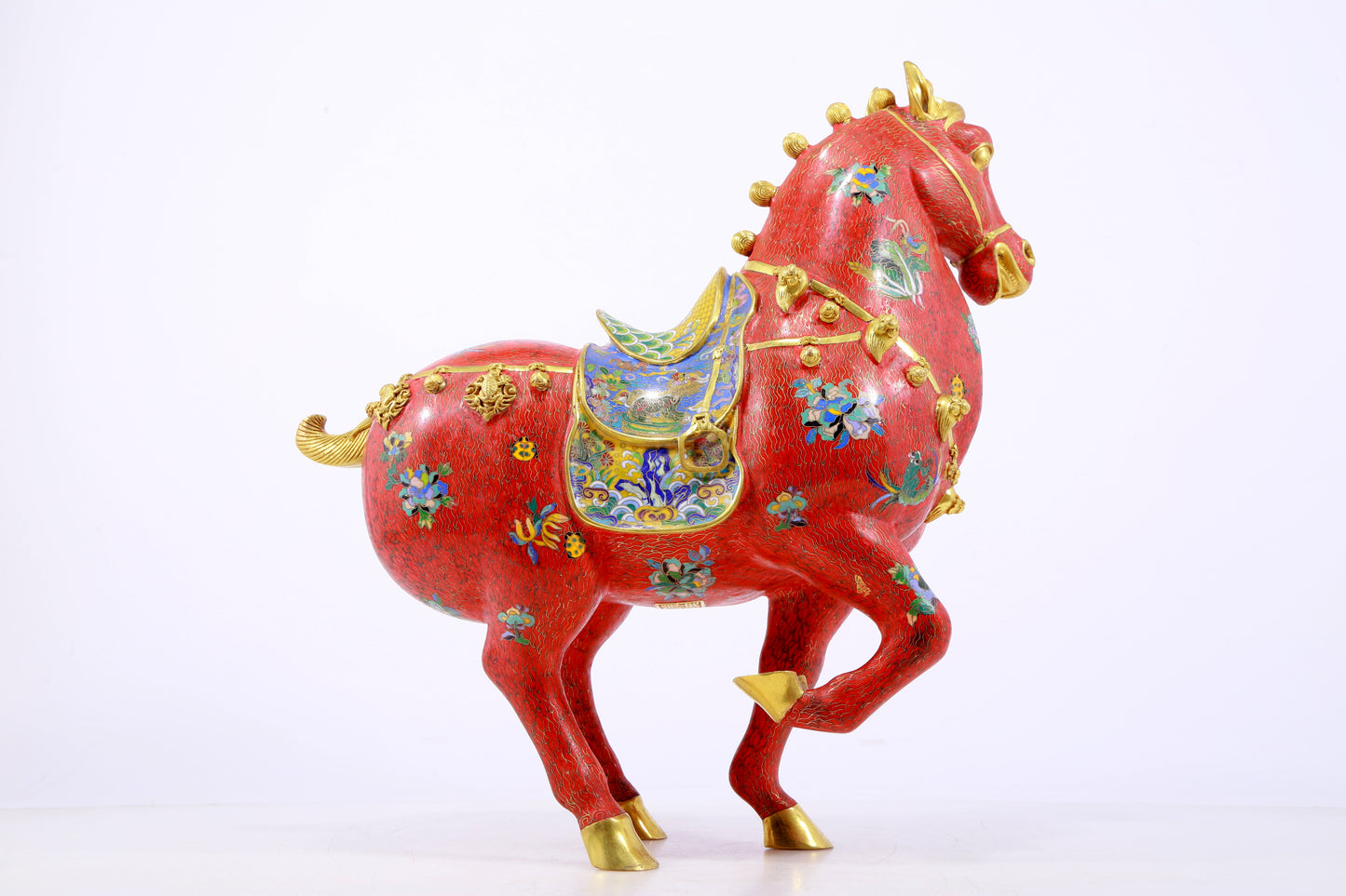 A perfect cloisonné horse ornament