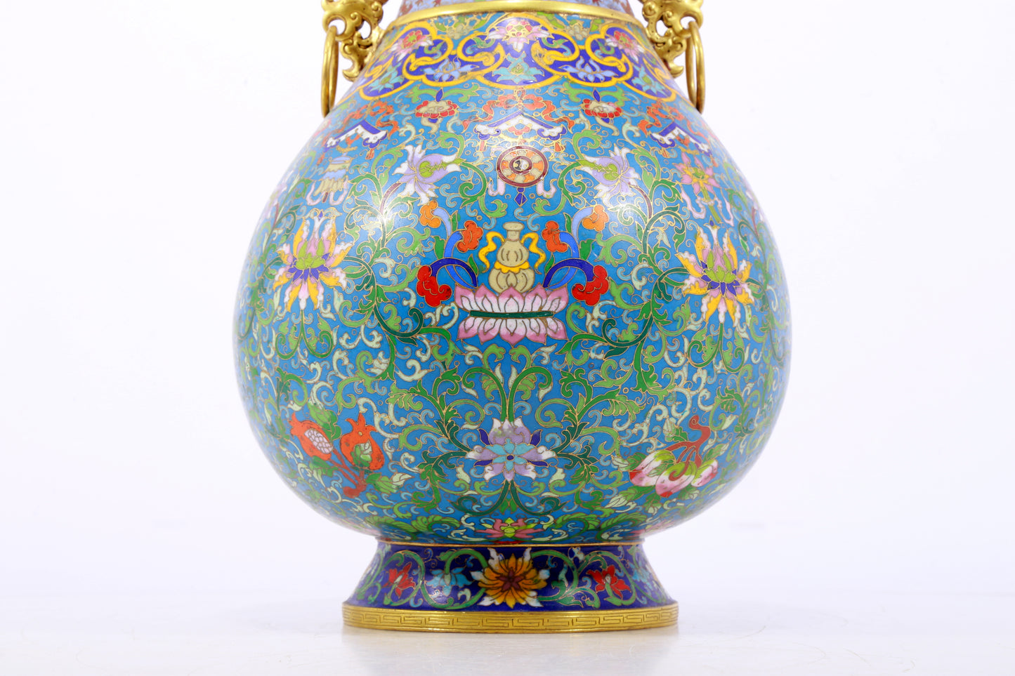 A perfect cloisonne lotus pattern amphora