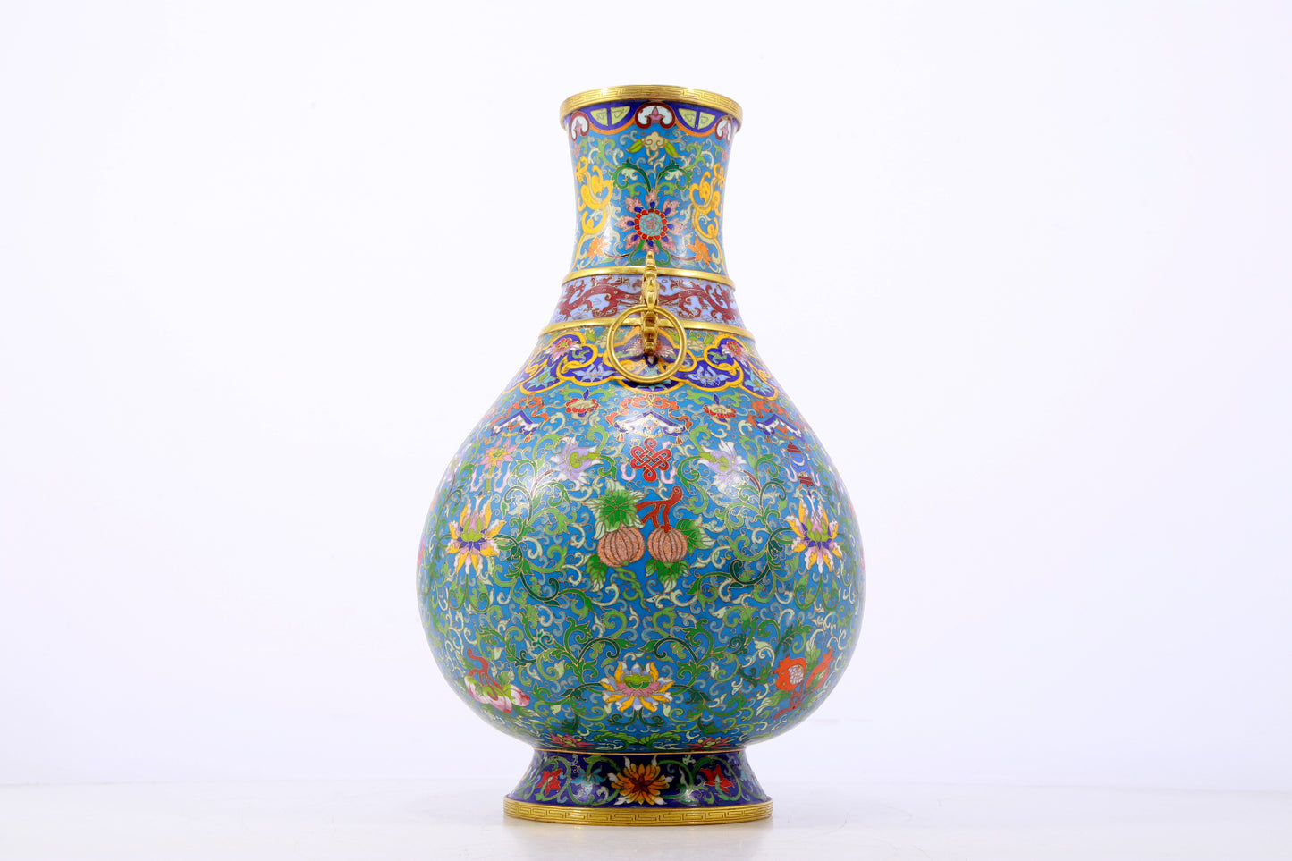 A perfect cloisonne lotus pattern amphora