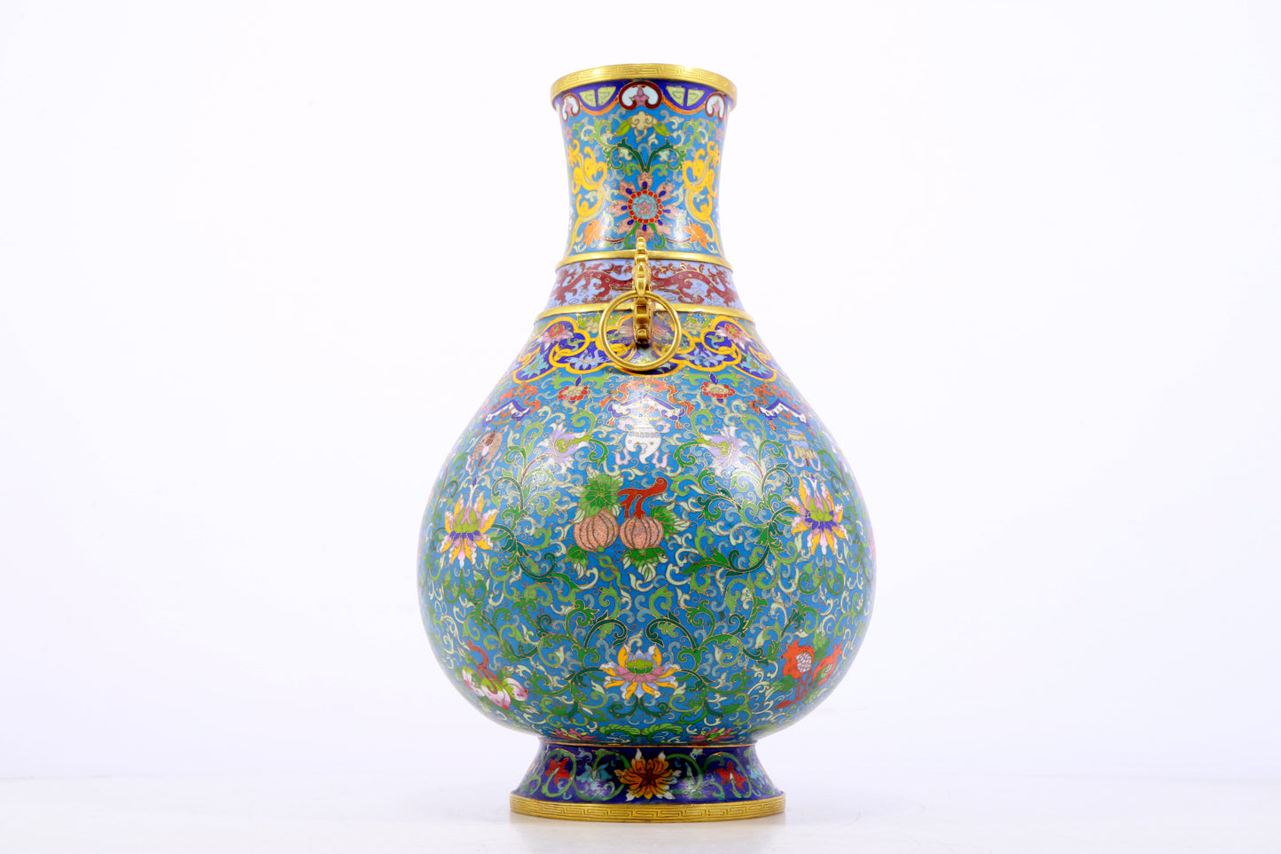 A perfect cloisonne lotus pattern amphora