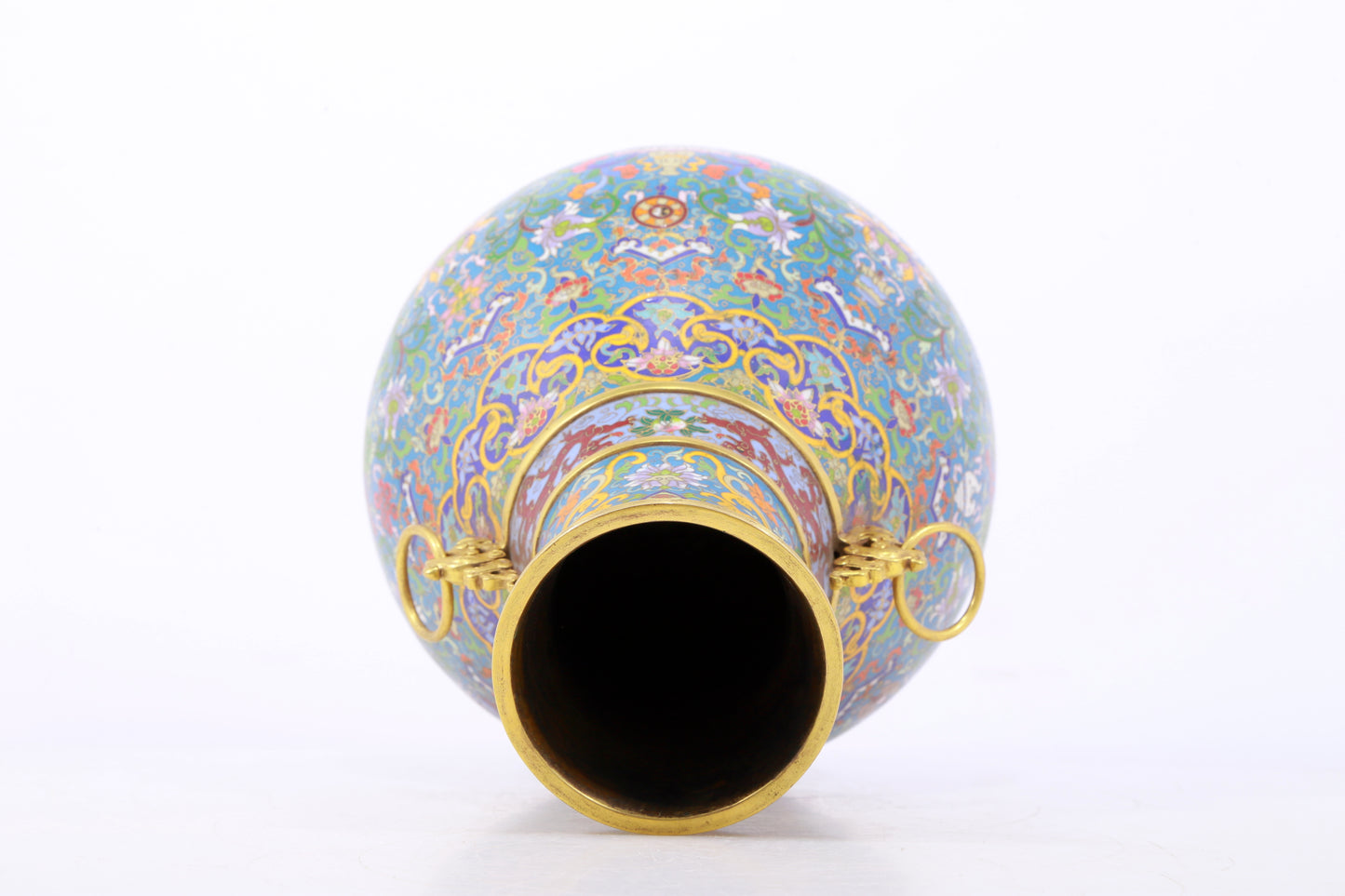 A perfect cloisonne lotus pattern amphora