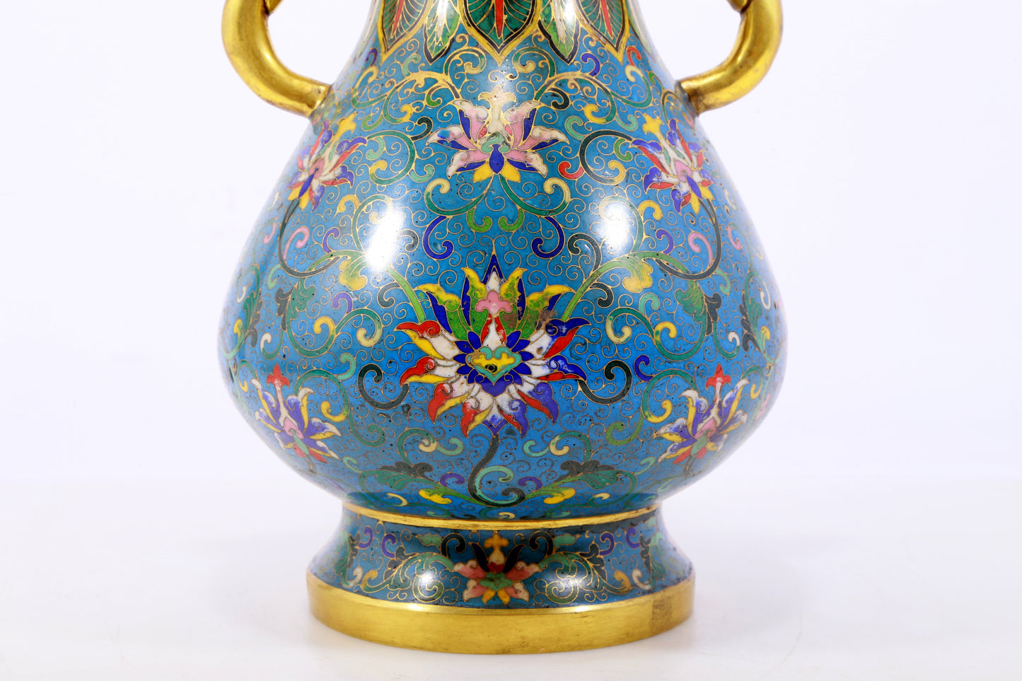 A perfect cloisonne lotus pattern amphora