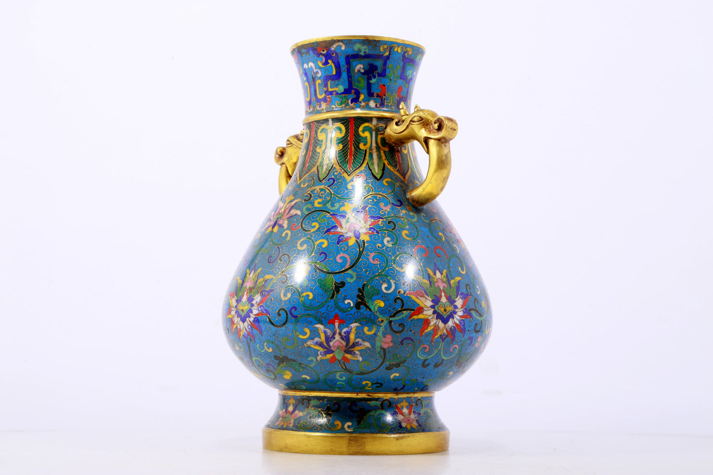 A perfect cloisonne lotus pattern amphora