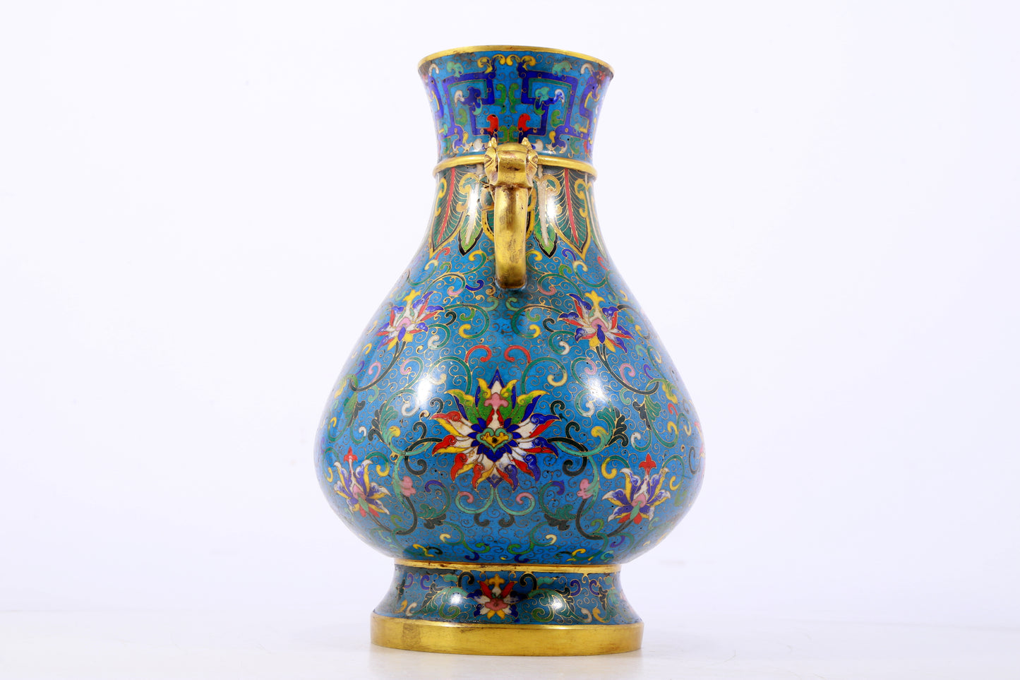 A perfect cloisonne lotus pattern amphora