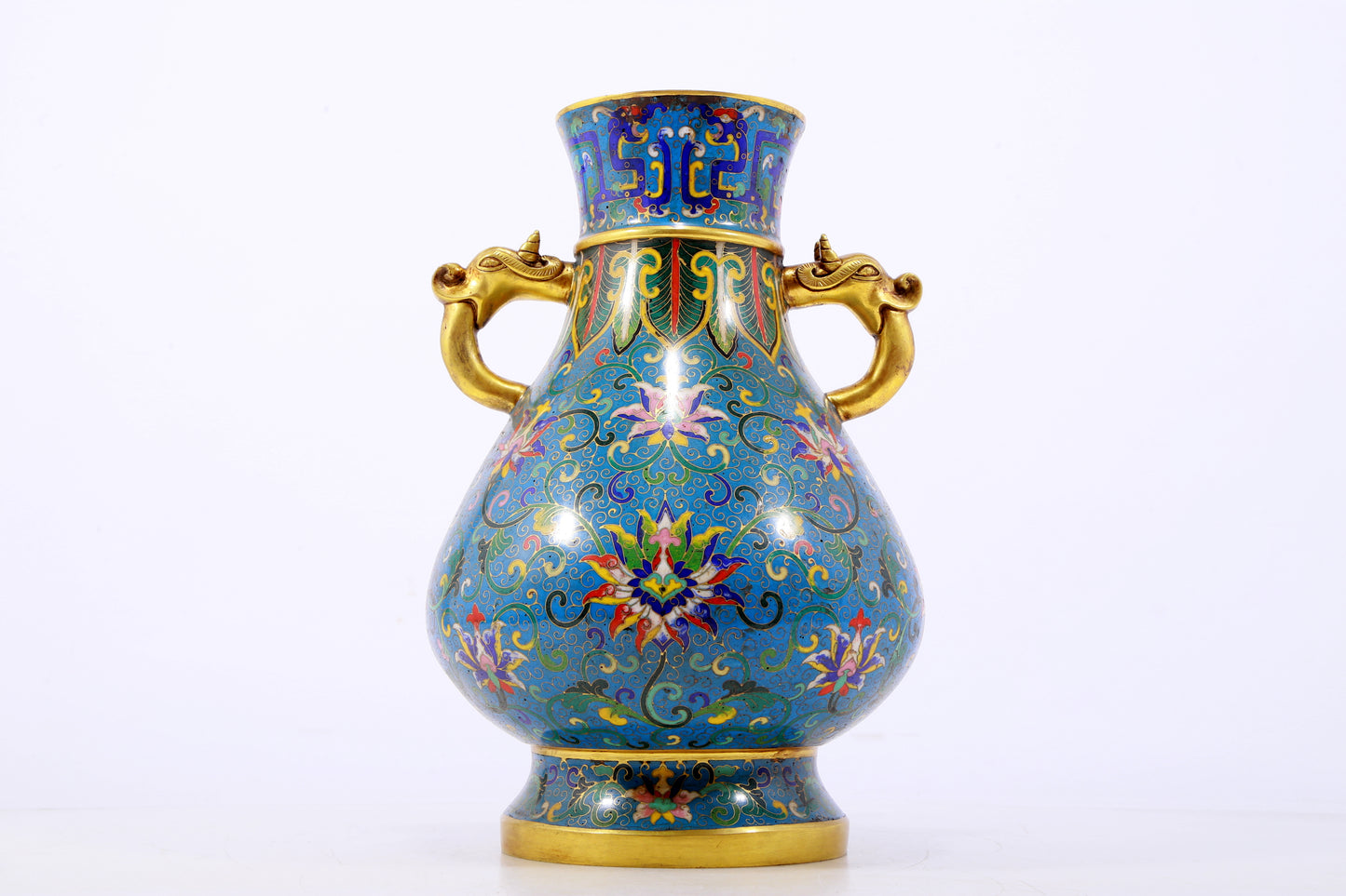 A perfect cloisonne lotus pattern amphora