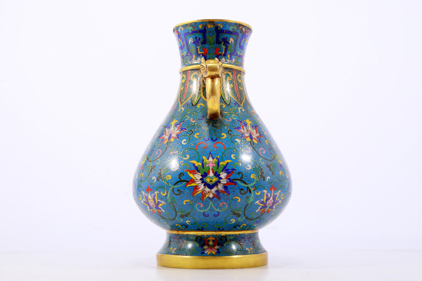 A perfect cloisonne lotus pattern amphora