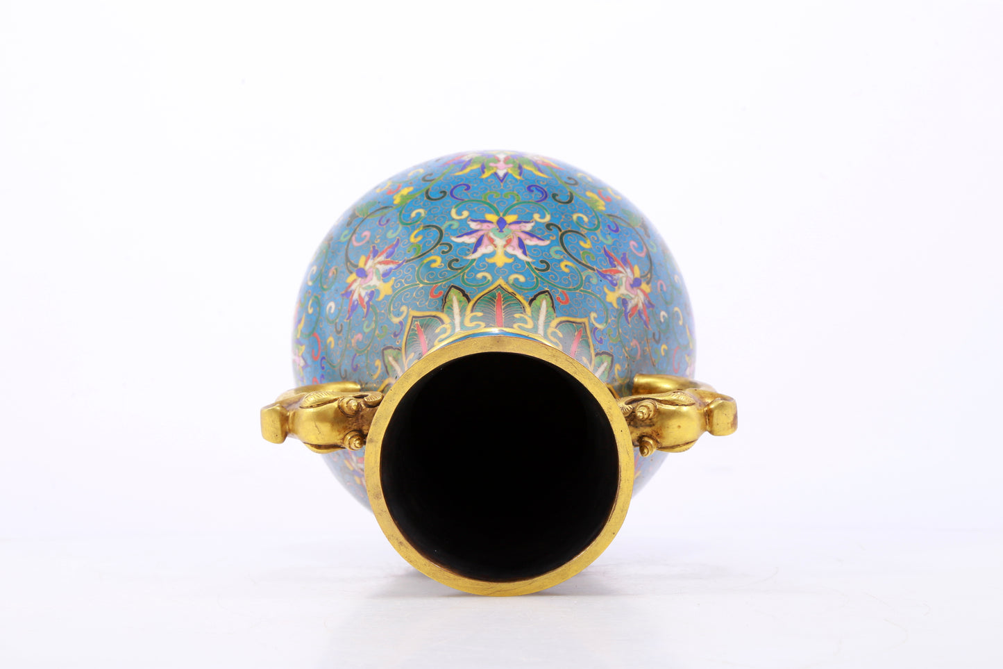 A perfect cloisonne lotus pattern amphora