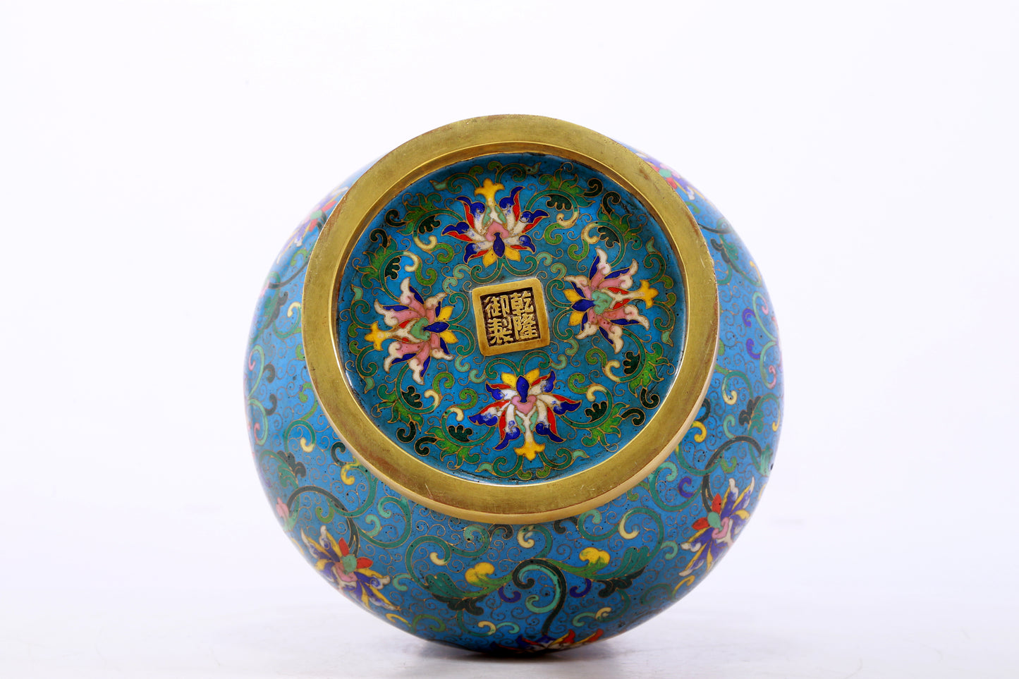 A perfect cloisonne lotus pattern amphora