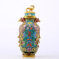 A perfect cloisonne lotus pattern phoenix ear vase with lid