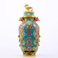 A perfect cloisonne lotus pattern phoenix ear vase with lid