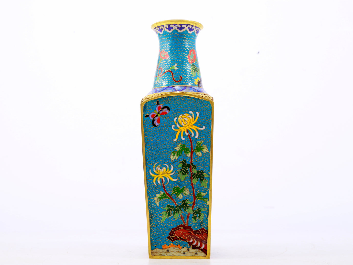 A pair of exquisite cloisonne 'butterfly flower' vases