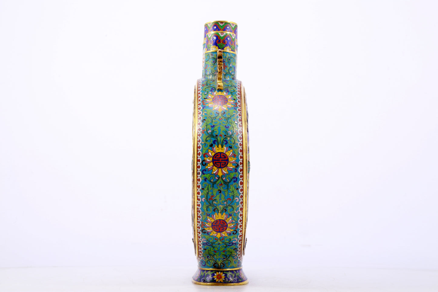 A perfect cloisonné floral amphorae