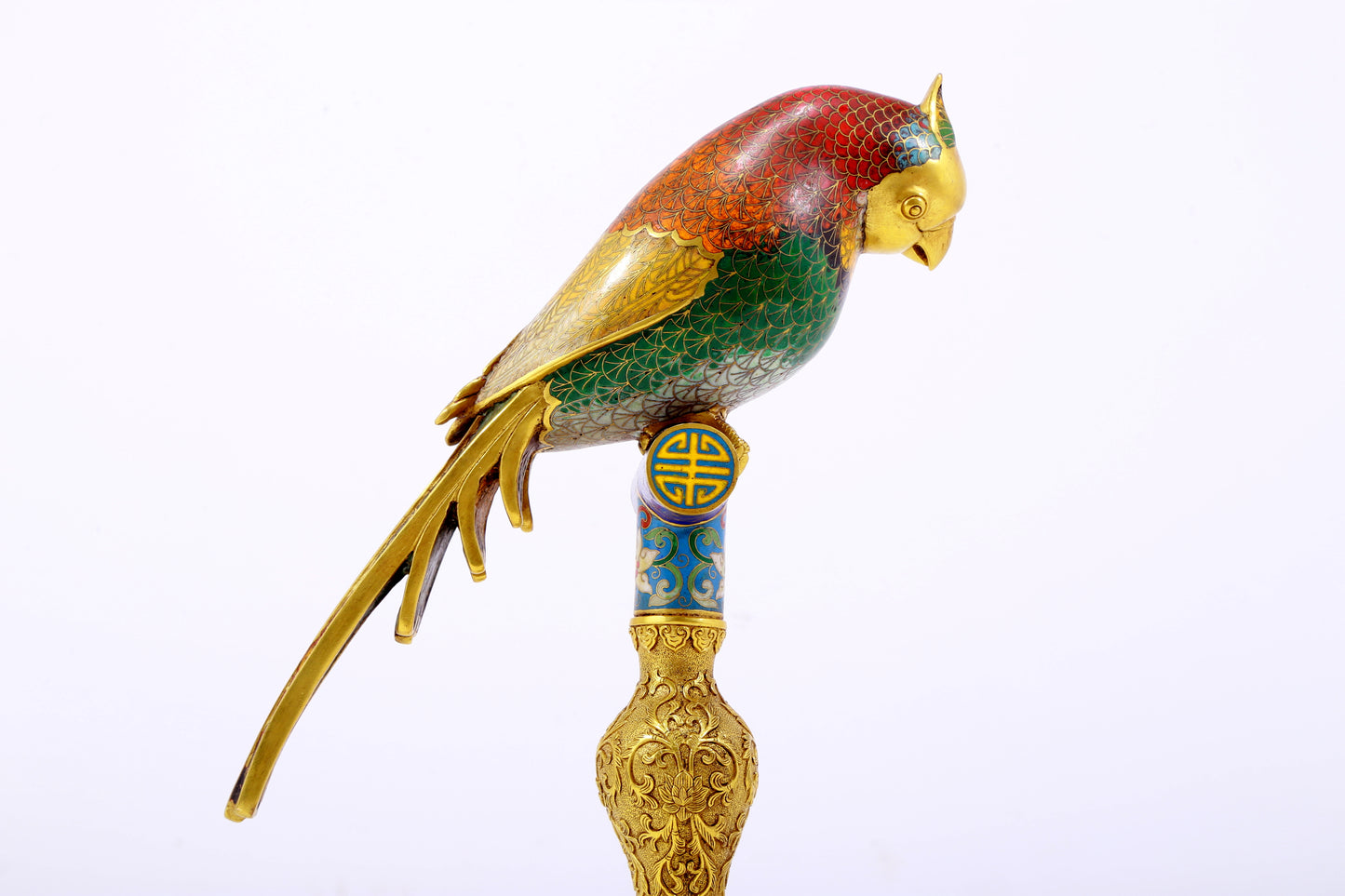 A perfect cloisonné parrot ornament